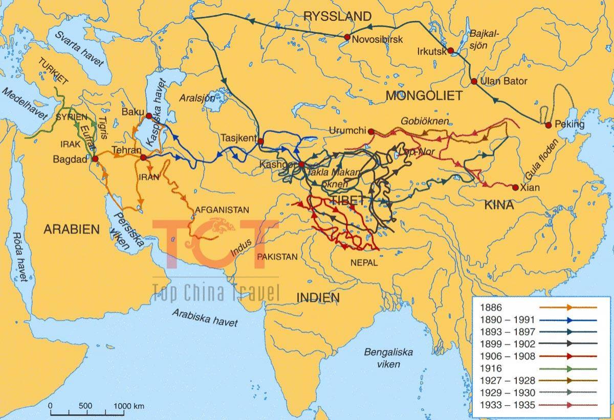 karta hos silk road i det gamla Kina