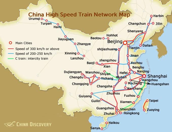 Kina high speed railway karta