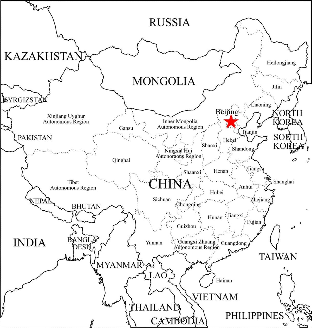 provinser i Kina karta