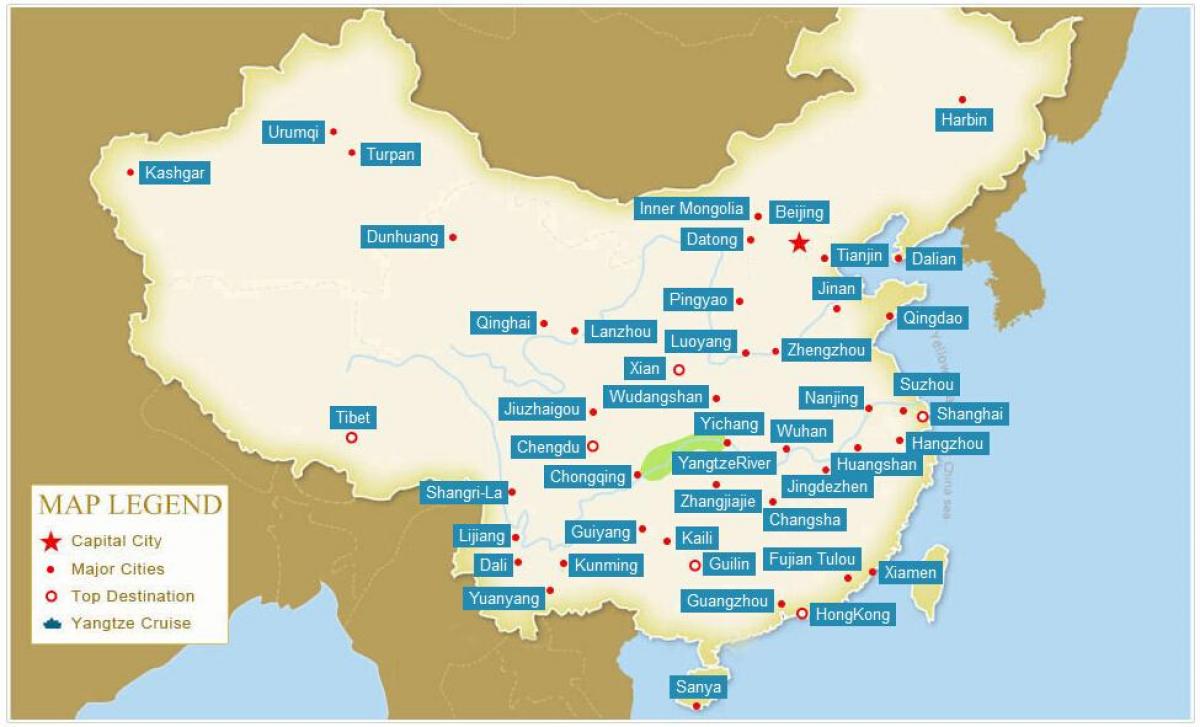 Kina karta med städer
