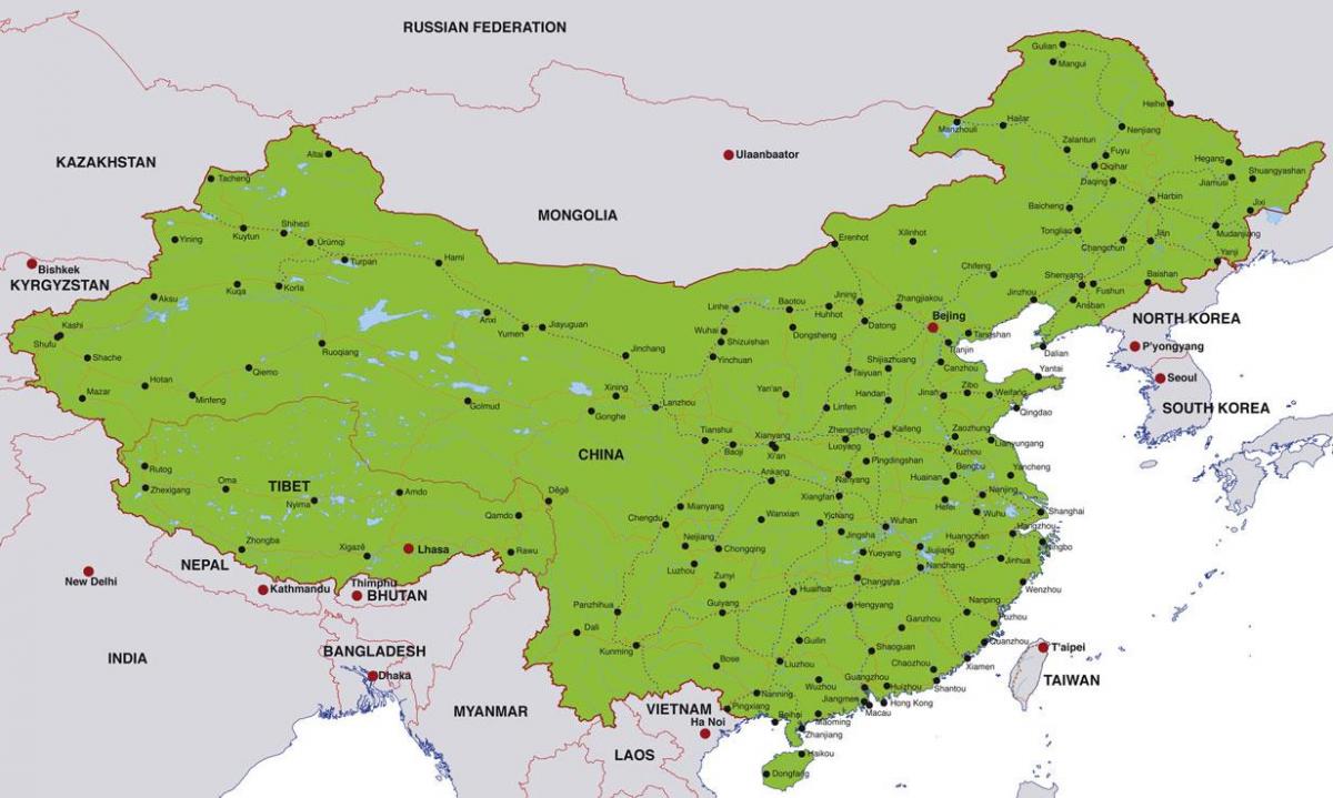 Kina karta över städer