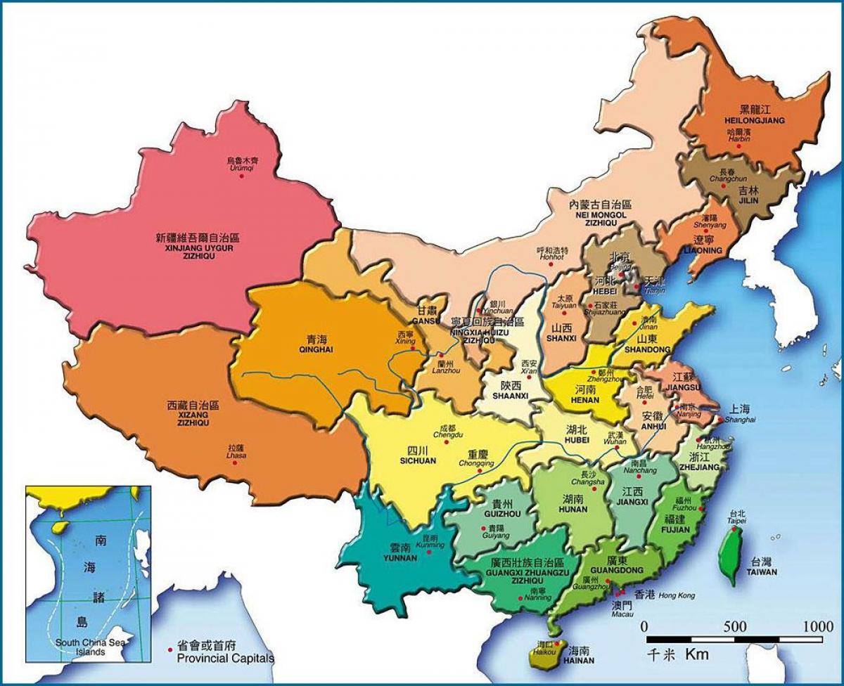 karta Kinas provinser
