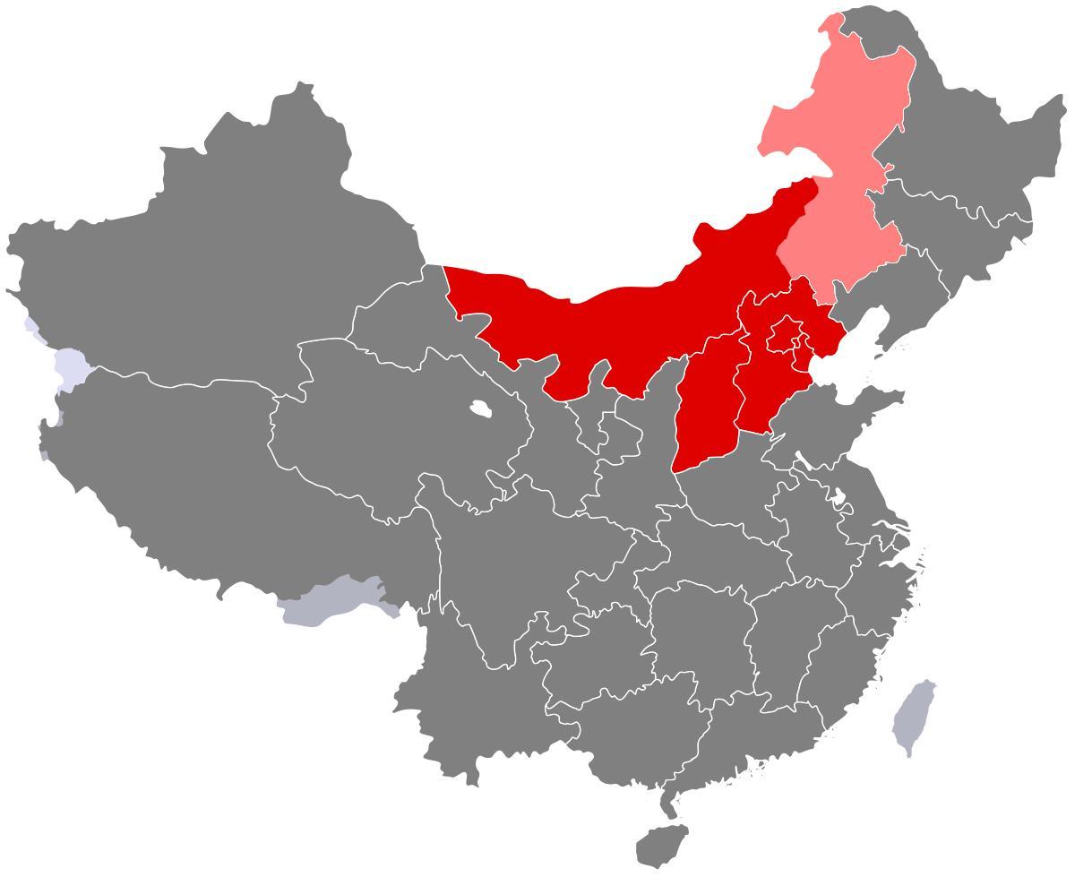karta över norra Kina