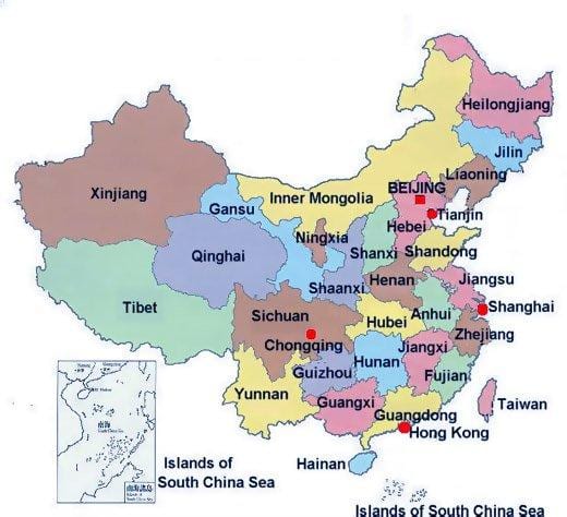 regionala karta Kina