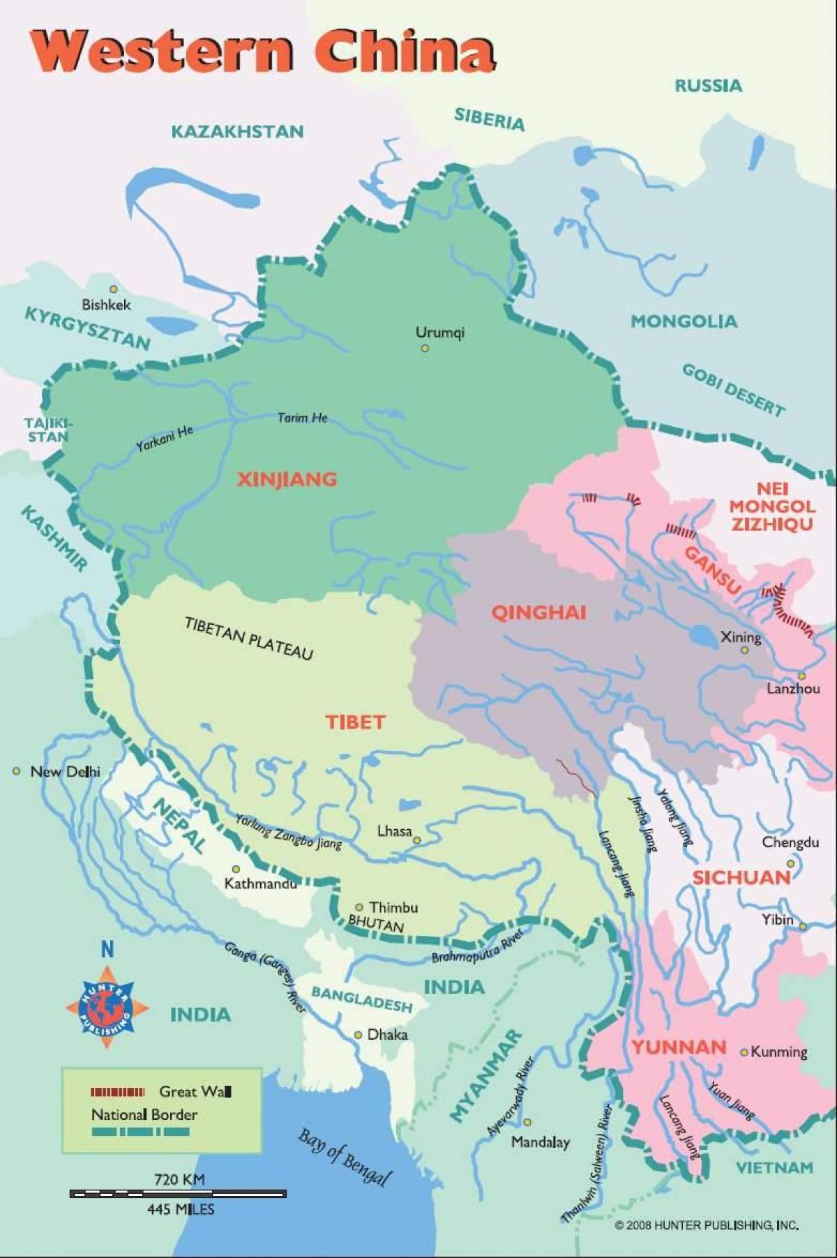 karta över västra Kina