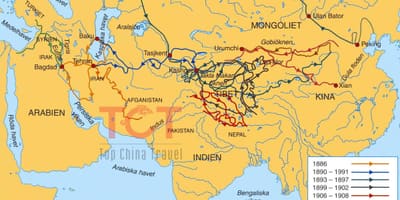 Karta hos silk road i det gamla Kina