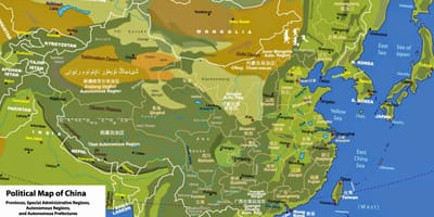Fysisk geografi karta över Kina