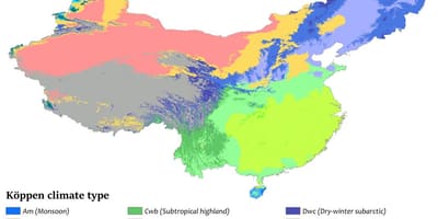 Klimat karta över Kina