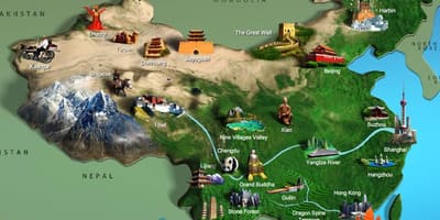 Karta över Kina turistattraktioner